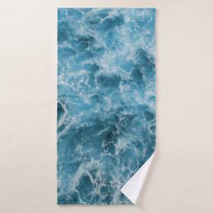 Blue Ocean Waves Bath Towel
