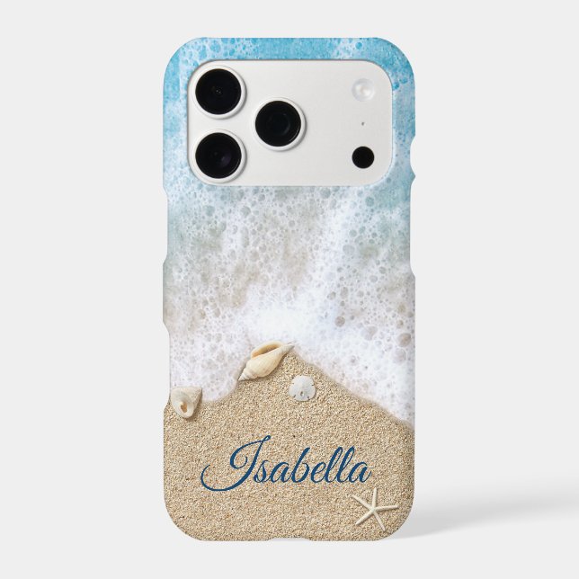 Blue Ocean Waves & Beach Sand Iphone Case (Back)