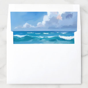 Blue Ocean Waves Beach Sea Watercolor Envelope Liner