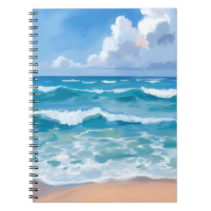 Blue Ocean Waves Beach Sea Watercolor Notebook