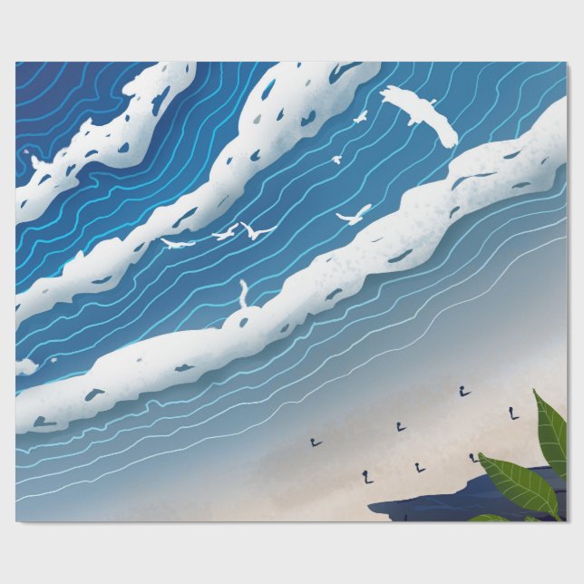 Blue Ocean Waves Canvas Art  Wrapping Paper (Flat)