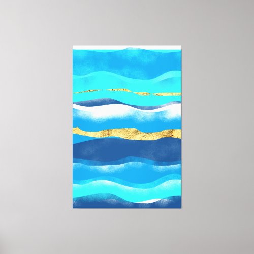 Blue Ocean Waves Contemporary Abstract Seascape Canvas Print