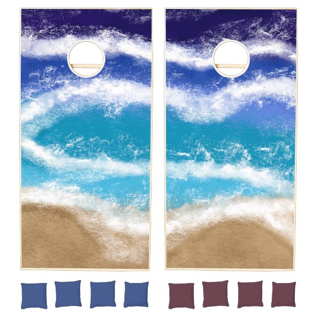 Blue Ocean Waves Cornhole Set (Set)