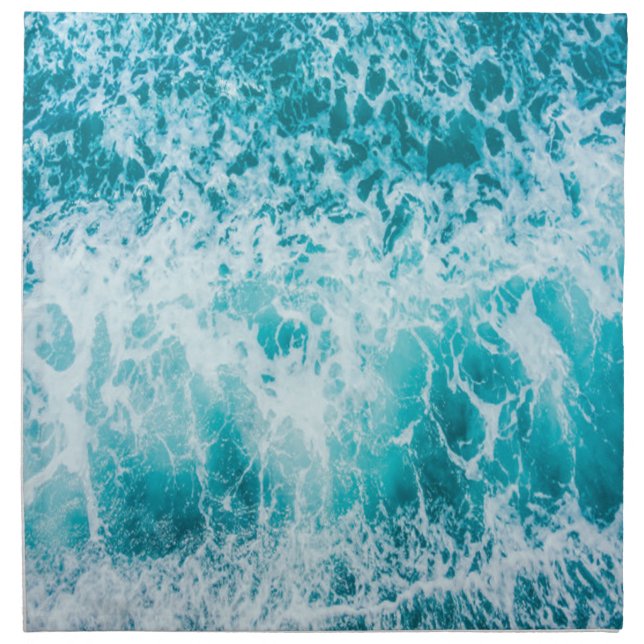 Blue Ocean Waves Explore Cloth Napkin (Front)