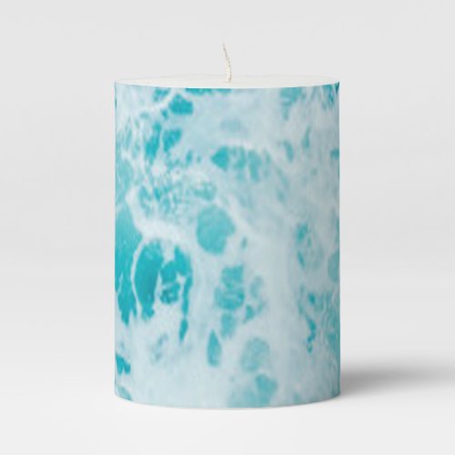 Blue Ocean Waves Explore Pillar Candle
