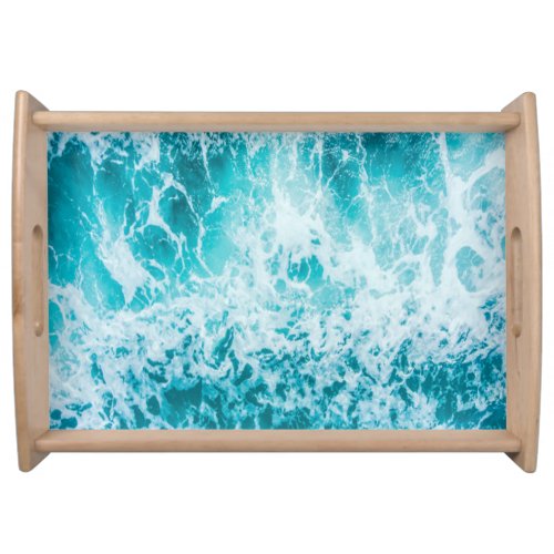 Blue Ocean Waves Explore Serving Tray