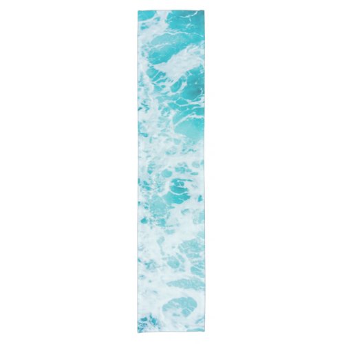 Blue Ocean Waves Explore Short Table Runner