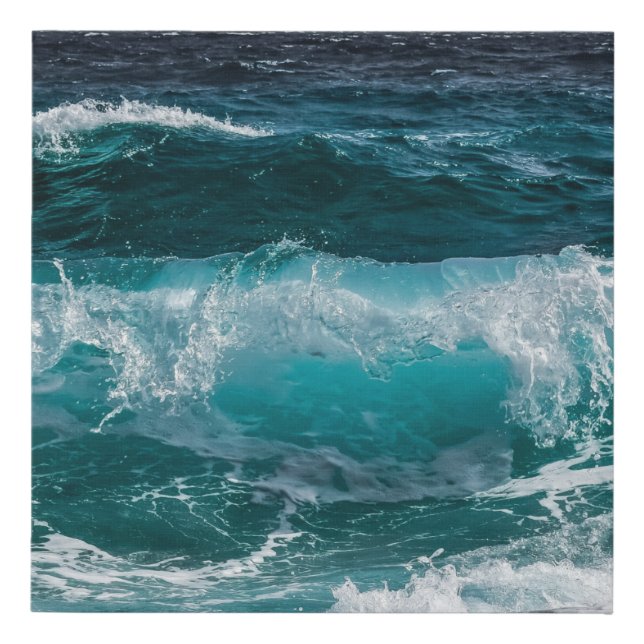 Blue Ocean Waves Faux Canvas Print (Front)