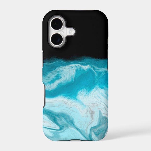  Blue Ocean Waves Fluid Art Iphone Case (Back)