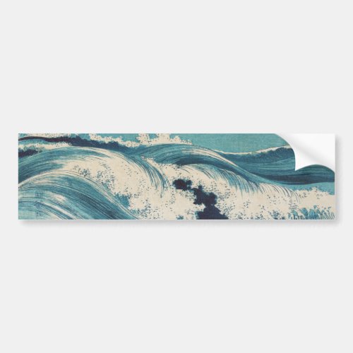 Blue Ocean Waves Japanese Woodcut  Bumper Sticker