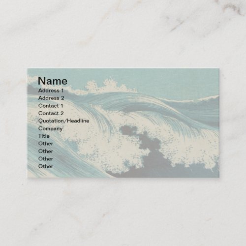 Blue Ocean Waves Japanese Woodcut  Business Card