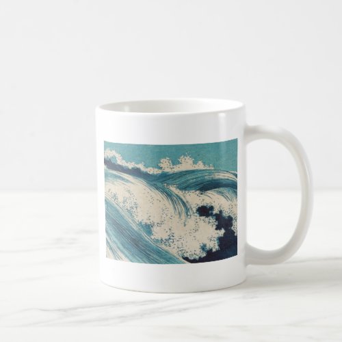 Blue Ocean Waves Japanese Woodcut  Coffee Mug