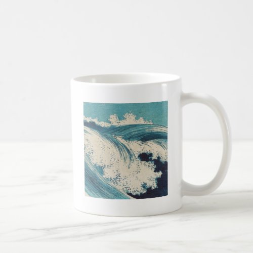 Blue Ocean Waves Japanese Woodcut  Coffee Mug