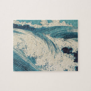 Blue Ocean Waves Japanese Woodcut Jigsaw Puzzle