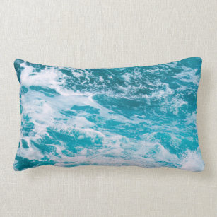 Blue Ocean Waves Lumbar Pillow