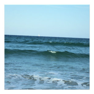 Blue Ocean Waves Meeting The Horizon Photo Print