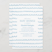 Blue ocean waves. Modern nautical boy baby shower Invitation (Front/Back)