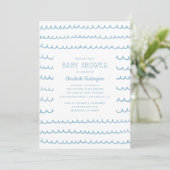Blue ocean waves. Modern nautical boy baby shower Invitation (Standing Front)