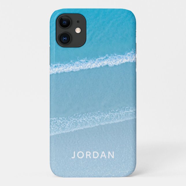 Blue Ocean Waves Monogrammed Case-Mate iPhone Case (Back)