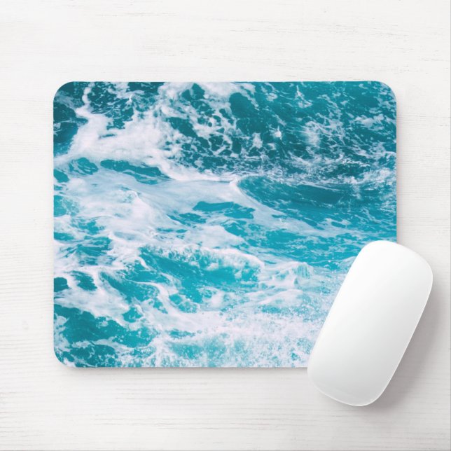 Blue Ocean Waves Mouse Pad (With Mouse)