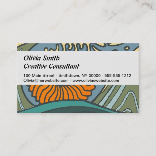 Blue Ocean Waves Nautilus Seashell Pattern Nouveau Business Card