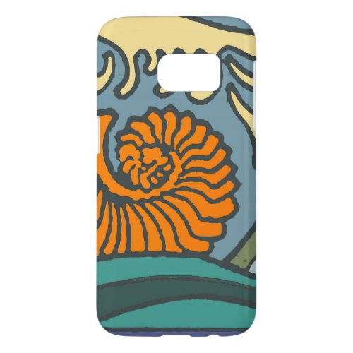 Blue Ocean Waves Nautilus Seashell Pattern Nouveau Samsung Galaxy S7 Case