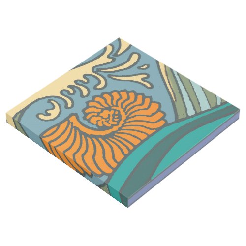 Blue Ocean Waves Nautilus Seashell Pattern Nouveau Gallery Wrap