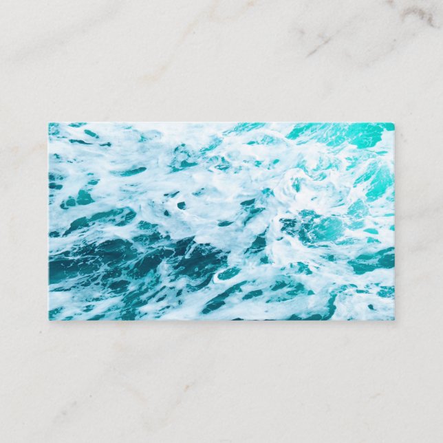Blue ocean waves, ocean spray, surfing, natural wr business card (Front)