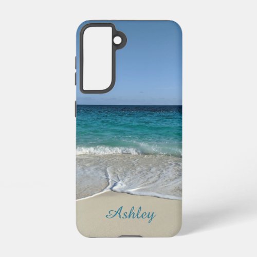 Blue Ocean waves on a Caribbean beach Samsung Galaxy S21 Case