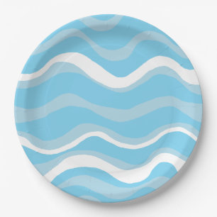 Blue ocean waves paper plates