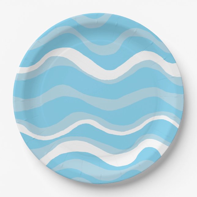Blue ocean waves paper plates (Front)