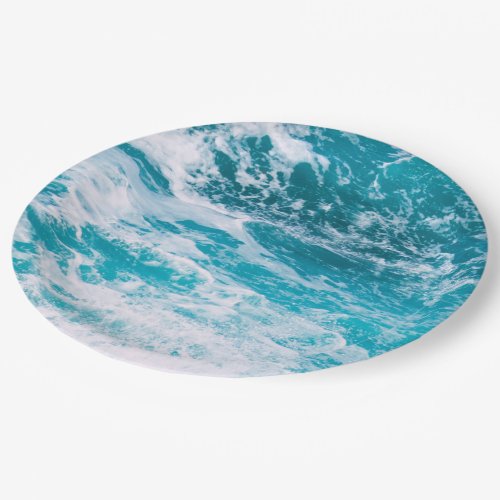 Blue Ocean Waves Paper Plates