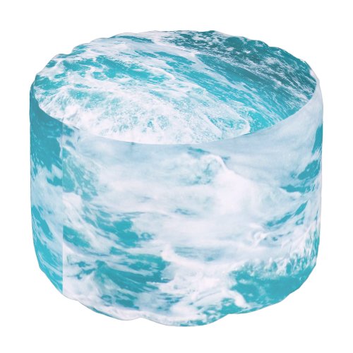 Blue Ocean Waves Pouf