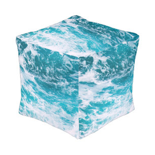 Blue Ocean Waves Pouf