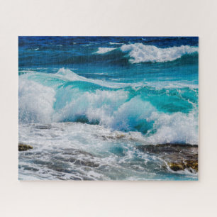 Blue Ocean Waves & Rocks, Family Jigsaw Puzzle