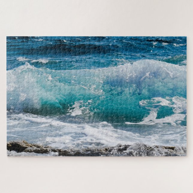 Blue Ocean Waves & Rocks, Vs 2 Jigsaw Puzzle (Horizontal)