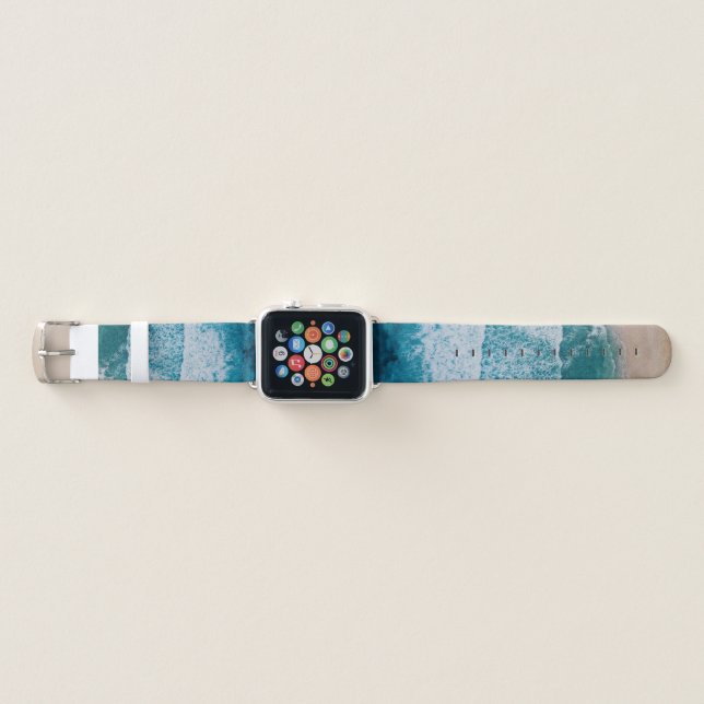 Blue Ocean Waves Sandy Beach Apple Watch Band (Front)