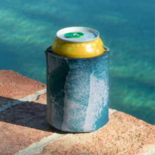 Blue Ocean Waves Sandy Beach Can Cooler