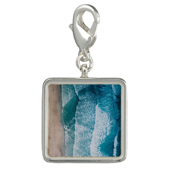 Blue Ocean Waves Sandy Beach Charm (Front)