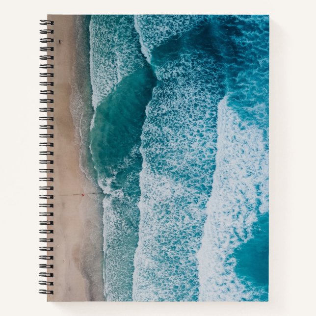 Blue Ocean Waves Sandy Beach Notebook (Front)