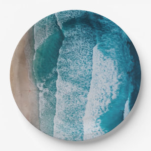 Blue Ocean Waves Sandy Beach Paper Plates