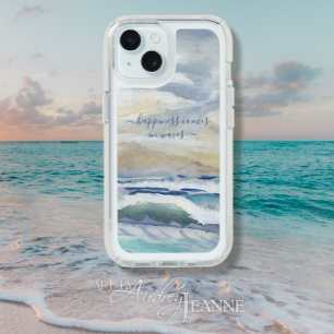 Blue Ocean Waves Sea Happiness in Waves Watercolor iPhone 15 Case