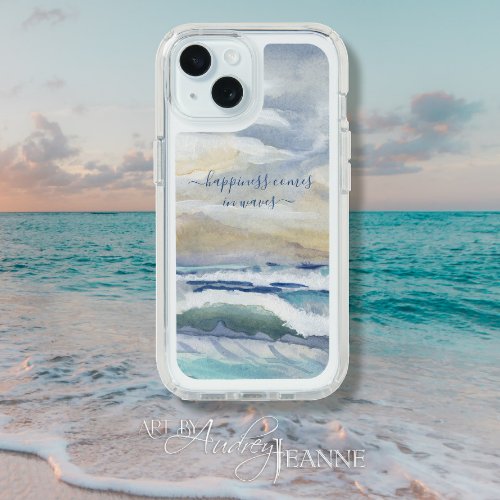 Blue Ocean Waves Sea Happiness in Waves Watercolor iPhone 15 Case