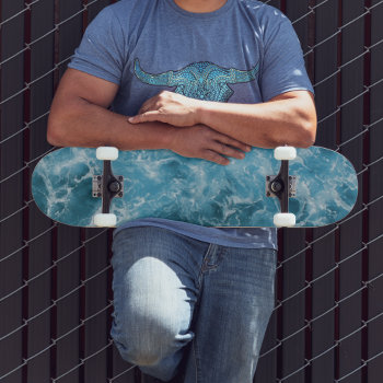 Blue Ocean Waves Skateboard by prsFashion at Zazzle