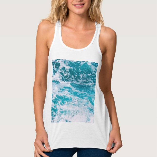 Blue Ocean Waves Tank Top (Front)