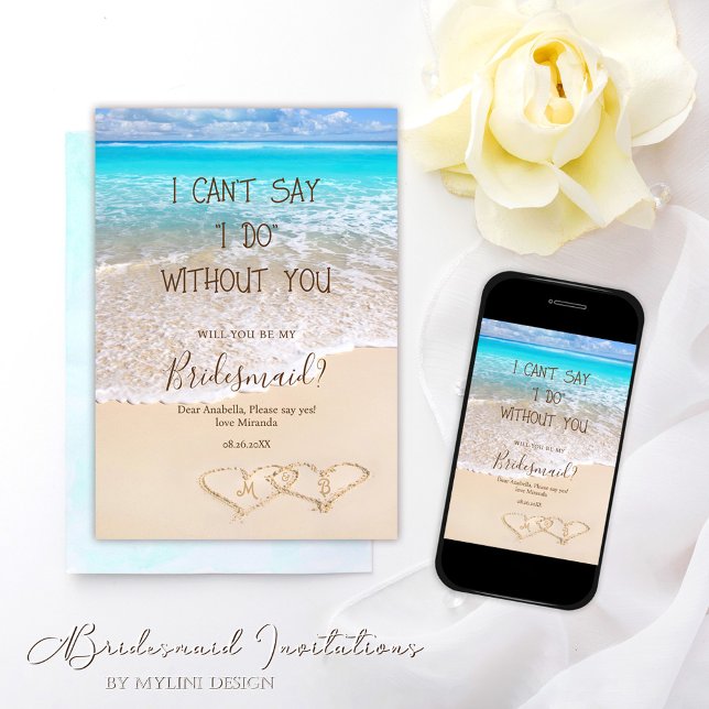 Blue Ocean Waves Tropical Beach Bridesmaid Invitation (Creator Uploaded)