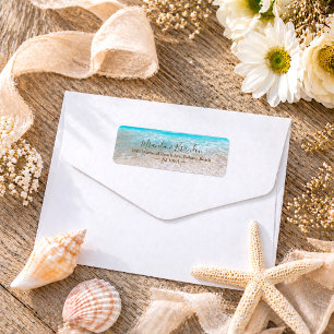 Blue Ocean Waves Tropical Beach Wedding Address Label