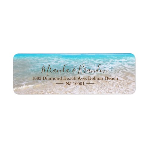 Blue Ocean Waves Tropical Beach Wedding Address Label