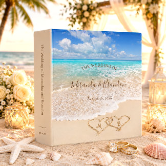 Blue Ocean Waves Tropical Beach Wedding Album 3 Ring Binder