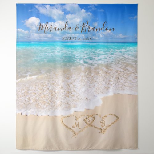 Blue Ocean Waves Tropical Beach Wedding Backdrop